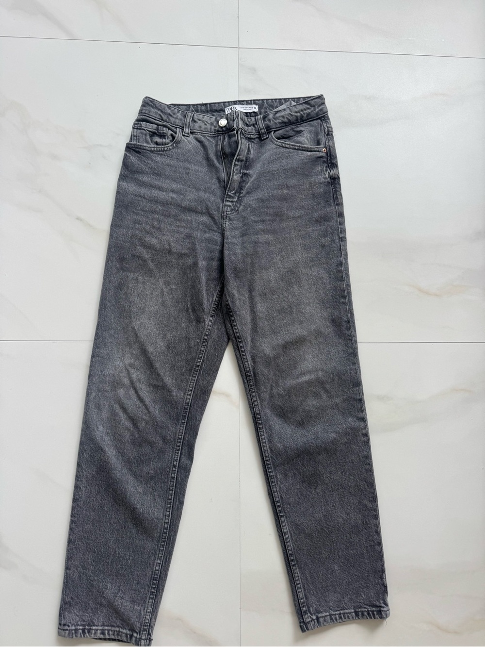 Zara Washed Charcoal Straight-Leg Jeans